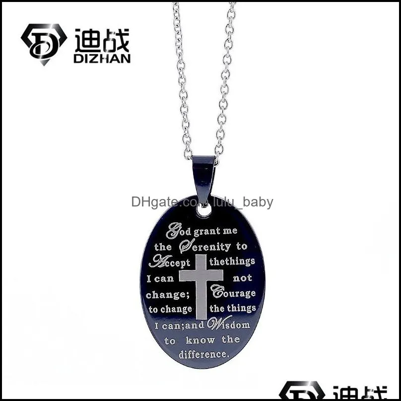 30pcs serenity prayer jesus cross stainless steel pendants necklace christian god grant me jewelry