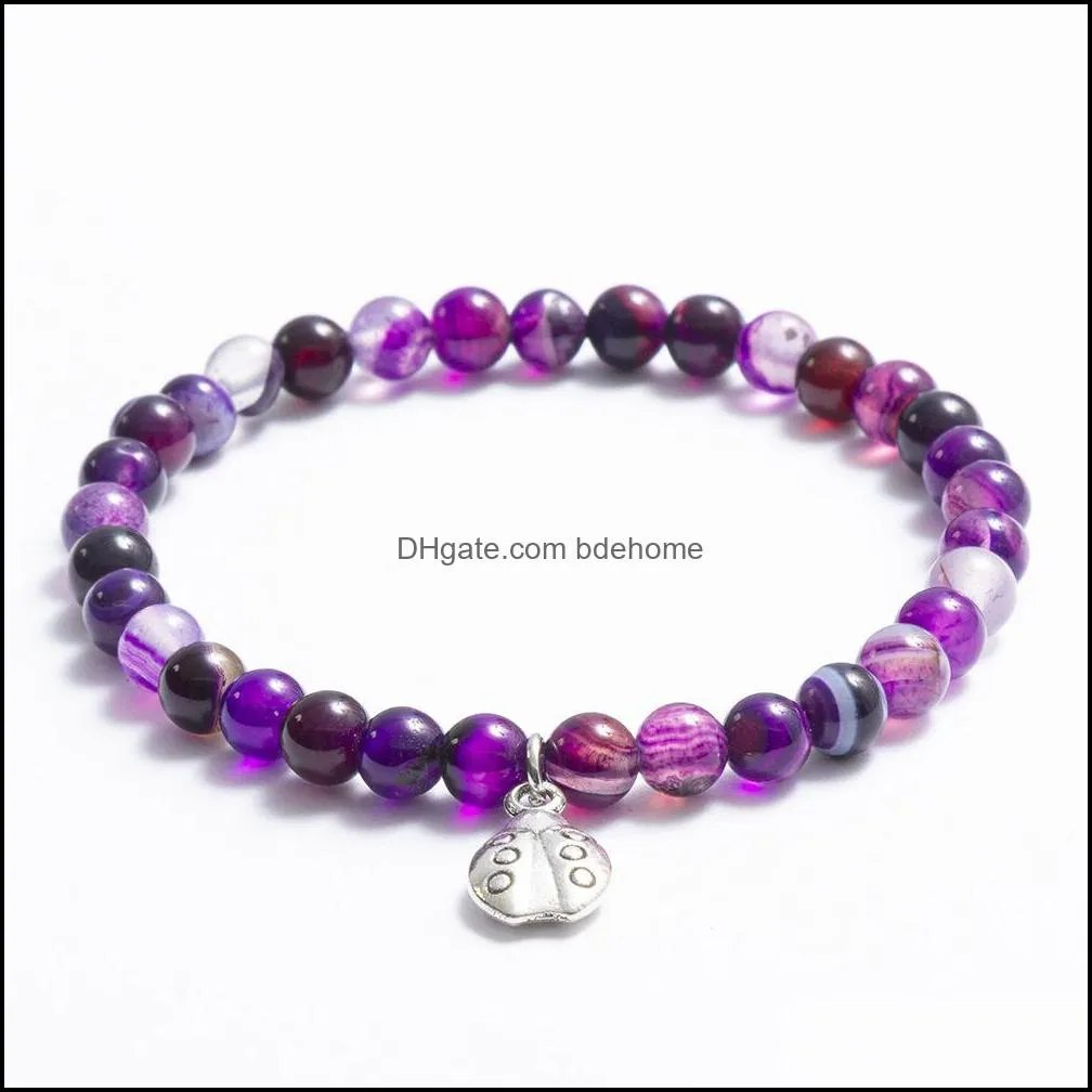 natural healing crystal gemstone jewelry agate beads bracelets for women men couple pendant elastic bracelet q302fz