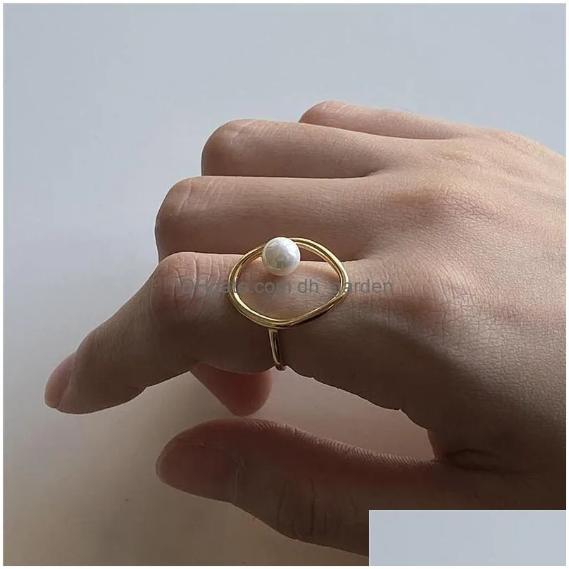 cluster rings pofunuo womens 925 sterling silver pearl elegant stylish sample gold geometric ring for women fashion luxury jewelry