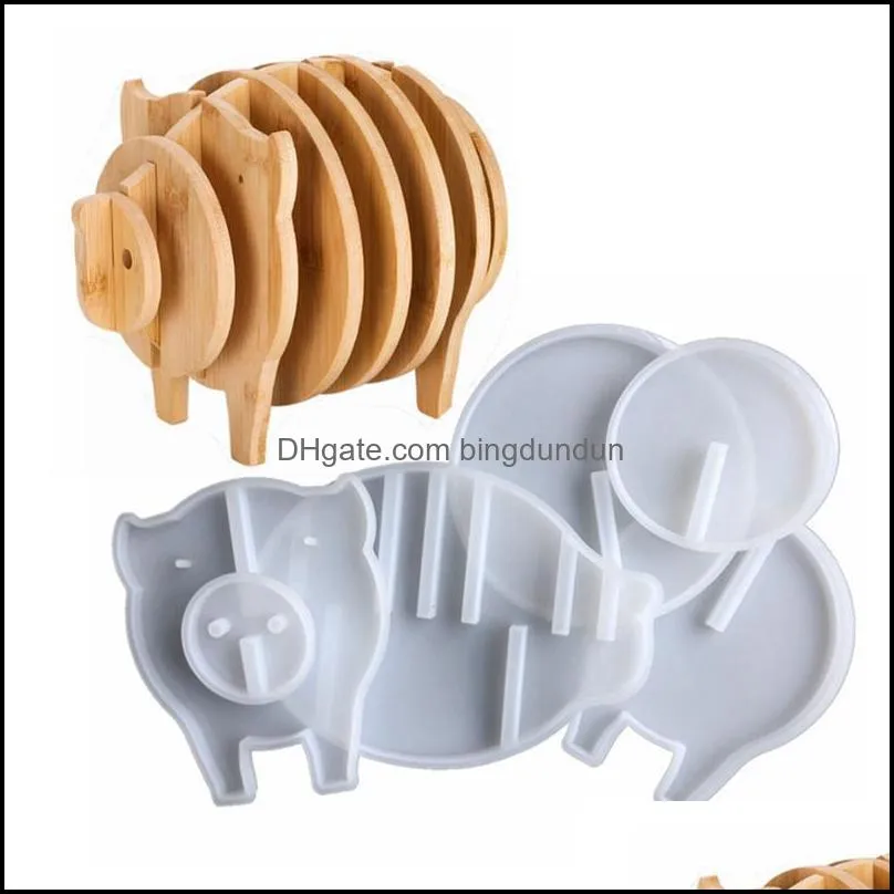 baking pastry tools 6pcs creative thermal insulation silicone pig mold set diy home decoration making tool with support