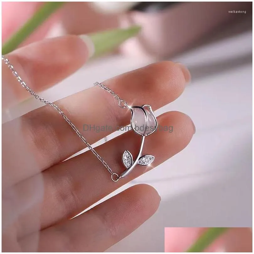 pendant necklaces elegant vintage rose tulip crystal choker necklace for women wedding jewelry cute chain lady party neck accessories