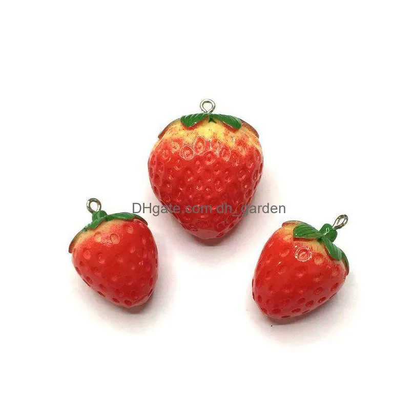 10pcs/pack big and small 3d strawberry fruit resin charms pendant earring diy fashion jewelry accessories
