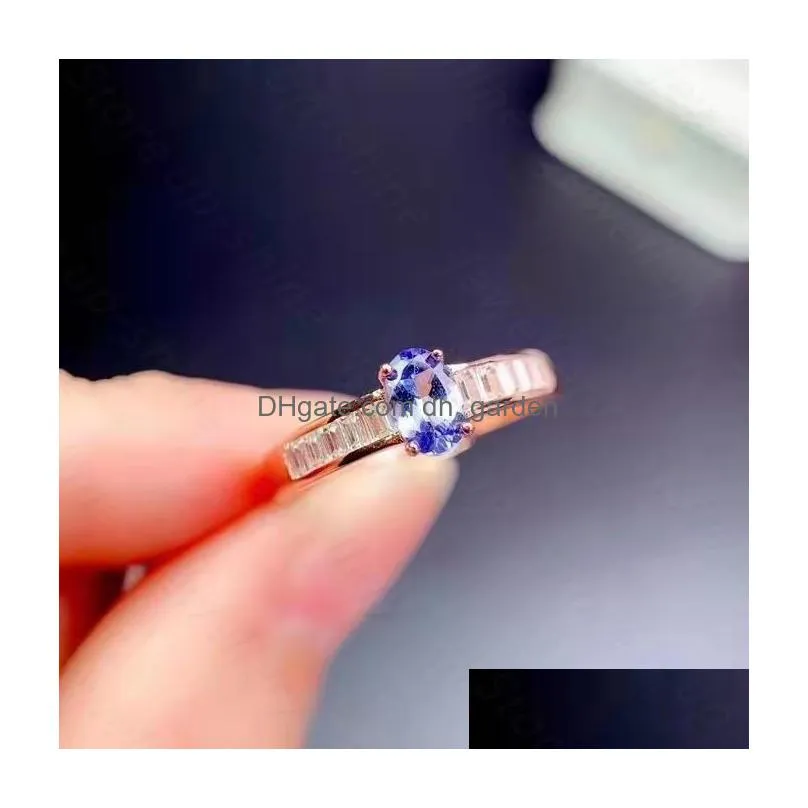 cluster rings super beautiful highquality tanzanite ring 925 silver womens demonstrating youthful temperament
