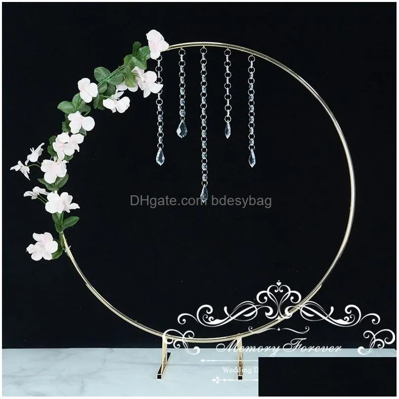 party decoration 15pcs 66 cm tall floral wreath gold flower stand wedding hoop centerpiece round decorative vase rustic ring display