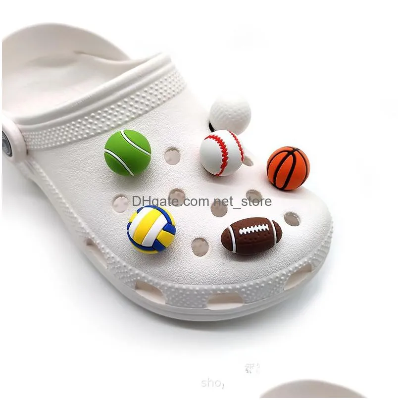 3d sport basketball ball shoe parts accessories soccer baseball jibitz croc charms clog pins