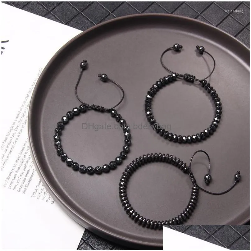 strand fashion weight loss round black stone magnetic therapy bracelet health care hematite stretch charming for men women