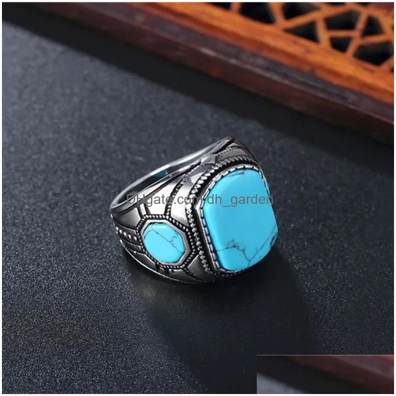 cluster rings natural green stone ring stainless steel vintage product for woman man europe jewelry