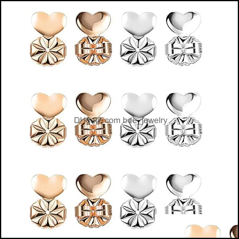 love heart earring backs support lifts fits jewelry findings gold color silver color components accessories