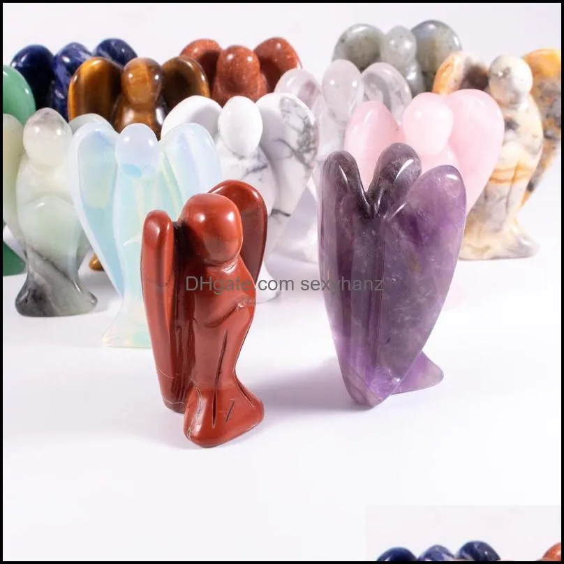 natural crystal stone ornaments carved 27x38mm angel reiki healing quartz mineral tumbled gemstones hand piece home decoration