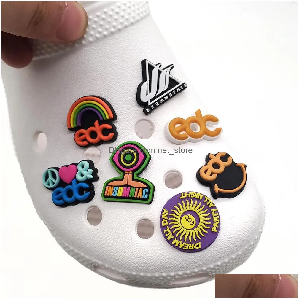 pvc edc shoe decoration charm part accessories jibitz for croc charms clog bracelets wristband buttons pins soft rubber
