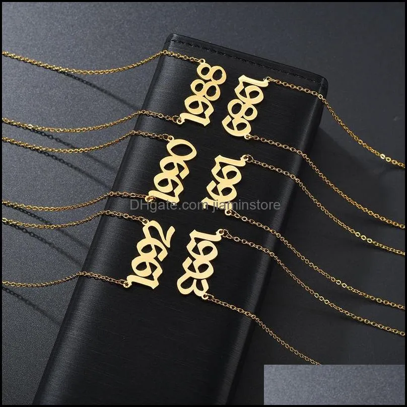 personalize year number necklaces for women birth special date 1982 1989 2000 1999 birthday gift from 1980 to 2022