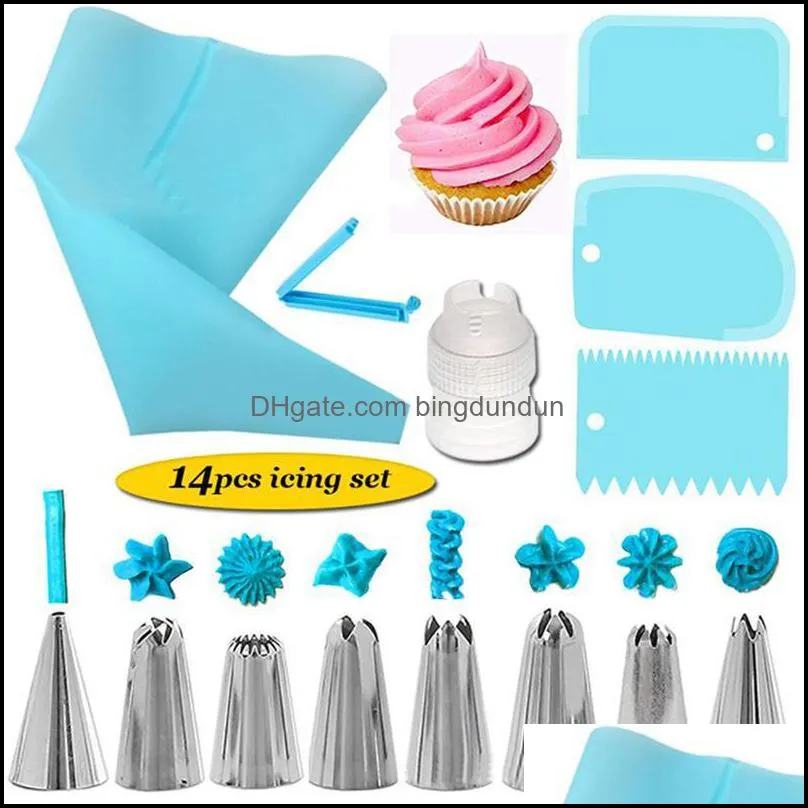 baking pastry tools cake decorating kit piping tips silicone icing bags nozzles cream scrapers coupler set diy