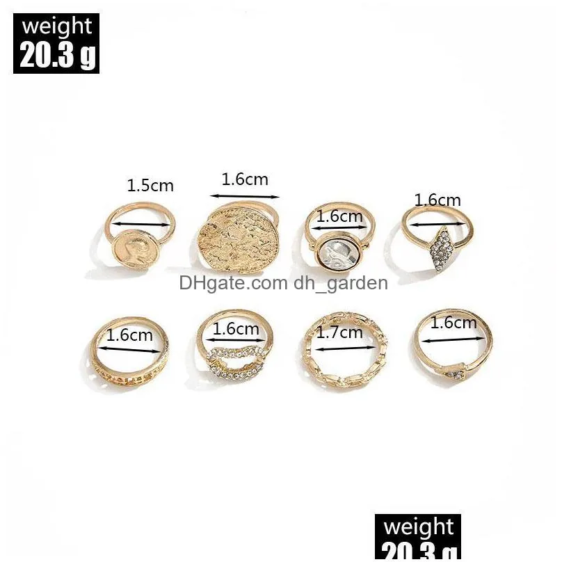 cluster rings bohemian gold virgin mary round kunckle midi ring set for women crystal geometric jewelry anillo