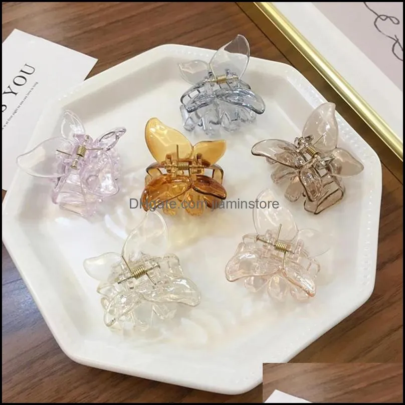korea adorable colorful transparent butterfly acrylic resin hair clip hair accessories for women girls jewelry