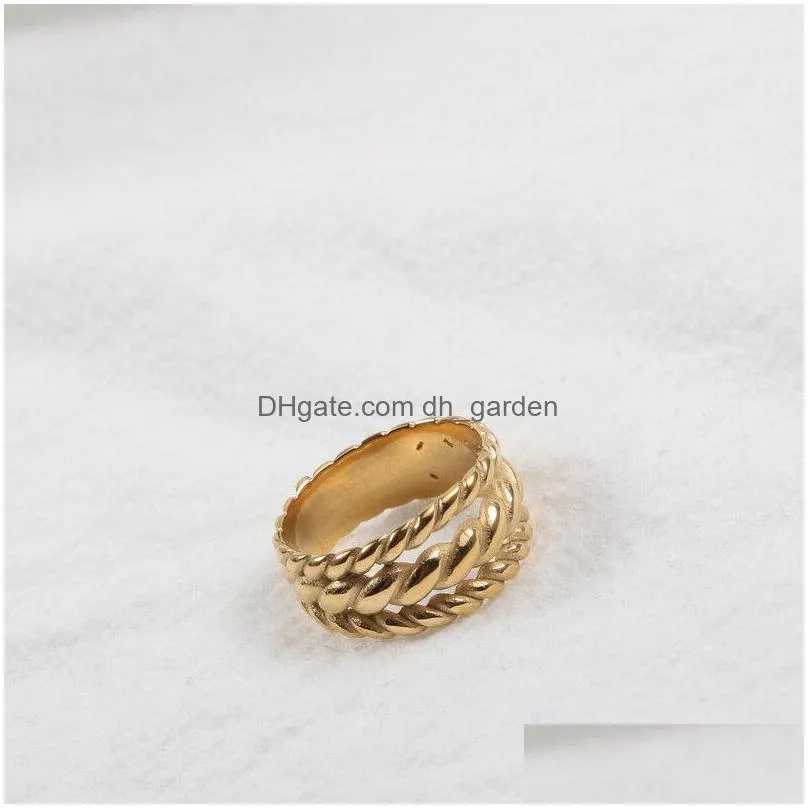 cluster rings stainless steel ring irregular wide thread gold old twist for womens statement punk steampunk wedding accessories