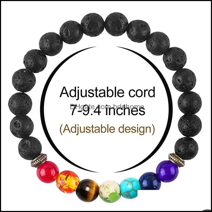 8mm lava rock 7 chakra bracelet aromatherapy essential oil diffuser bangle elastic natural stone beads bracelets q51fz