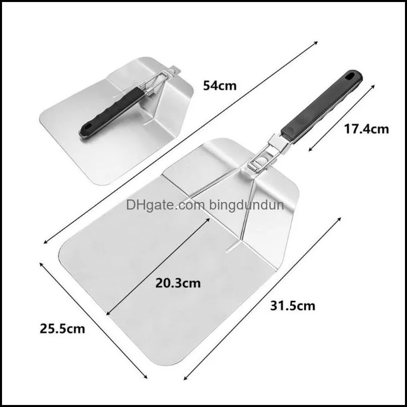 stainless steel folding pizza slotted scoop/dense scoop pizze transfer shovel with tpr handle baking pastry tools