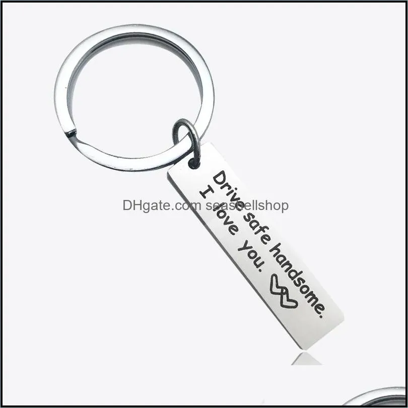 2019 personalized keychain drive safe i need you here with me engraved keychain aluminum fashion jewelry boyfriend father day gift