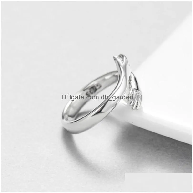 cluster rings personality couples creative love hug silver color ring fashion lady open engagement jewelry gifts for lovers