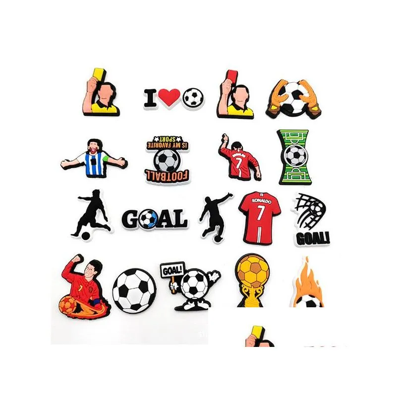 football shoes charms buckle world cup decorative buckle soft rubber personalized garden shoe accessories sports series