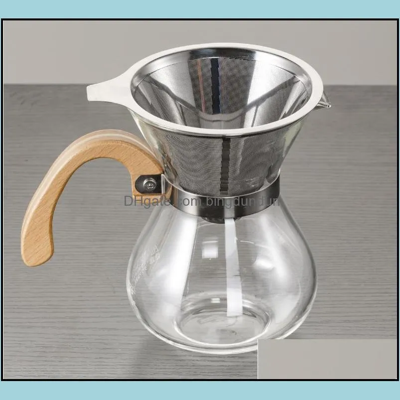 cone shaped stainless steel coffee dripper double layer mesh filter basket home kitchen tool sn899