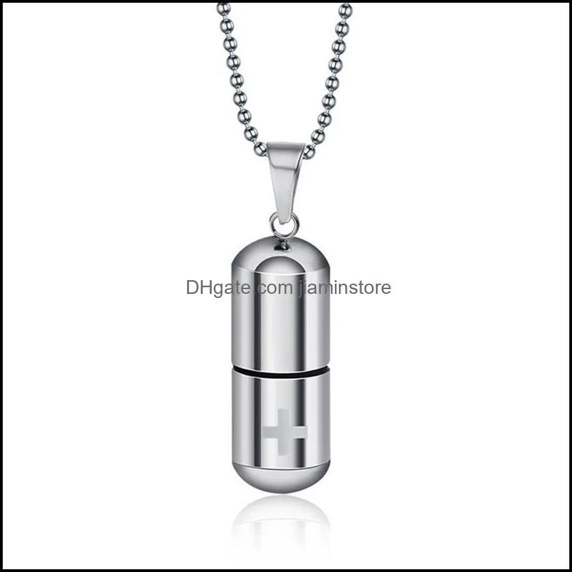 stainless steel perfume bottle pendant men and women necklace laser cross titanium steel jewelry268f