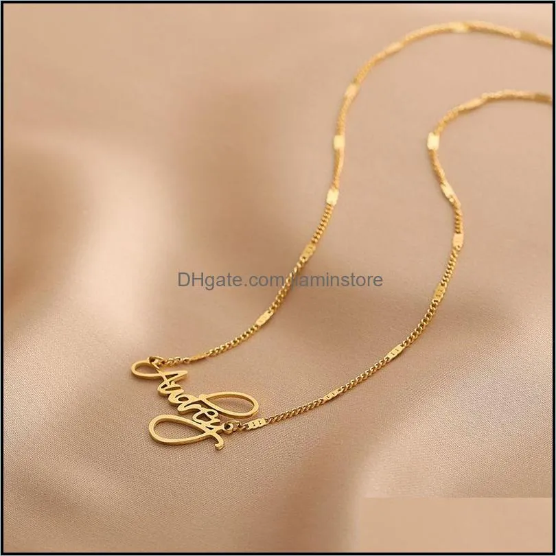 bohemia titanium steel double layer geometric english alphabet pendant necklace for women trendy chain necklace