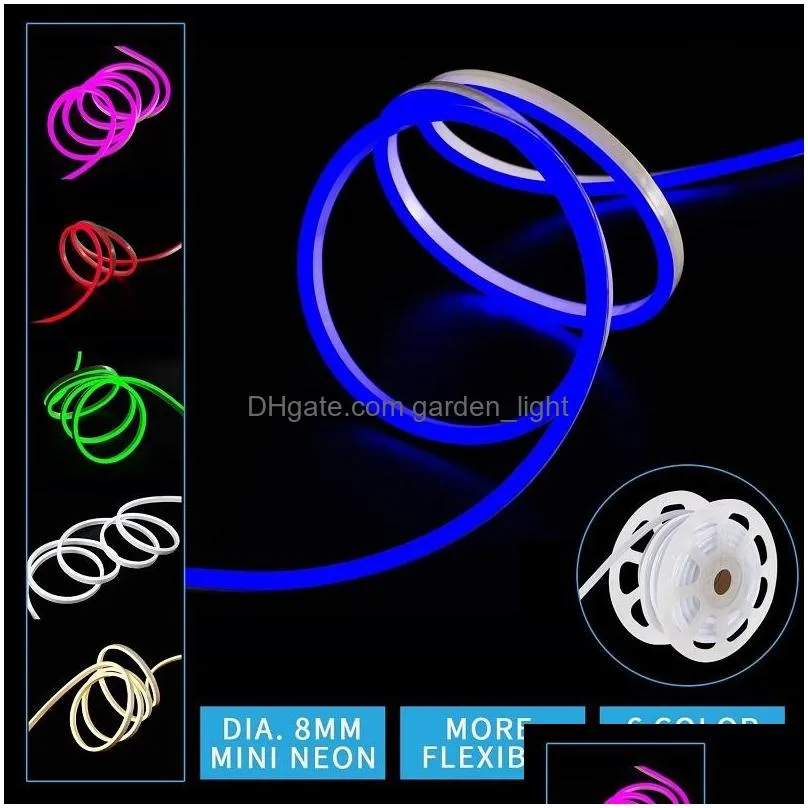 neon led strip flex rope light waterproof ip68 mini led tape 220v 110v tv dimmer flexible ribbon for outdoor lighting