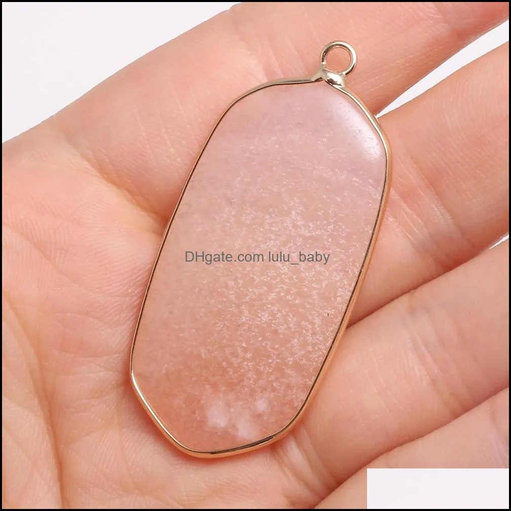 natural stone 23x43mm rectangle rose quartz turquoise tigers eye pendant charms diy for necklace earrings jewelry making