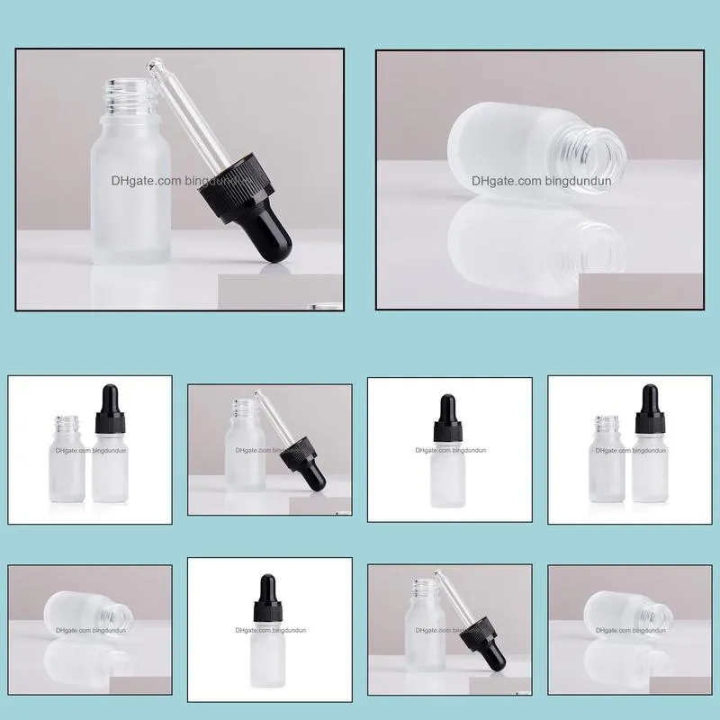 wholesale price frosted glass dropper bottle vial 10ml empty dropper bottles with eye dropper and childproof caps sn3013