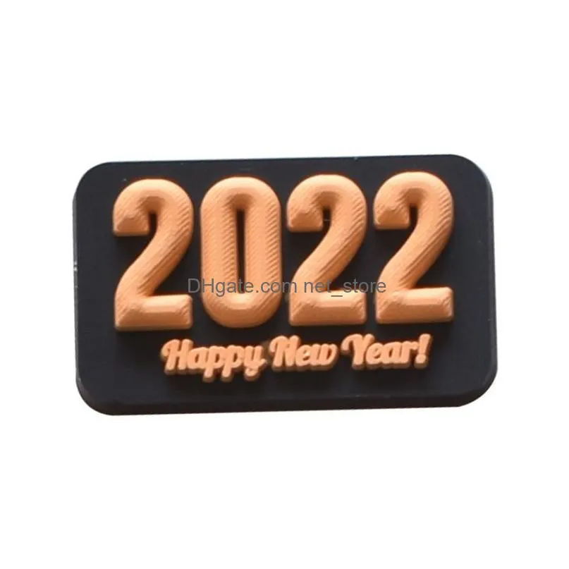 happy year 2022 theme unisexadult wholesale shoe charms shoe decoration for bracelets wristband party gifts