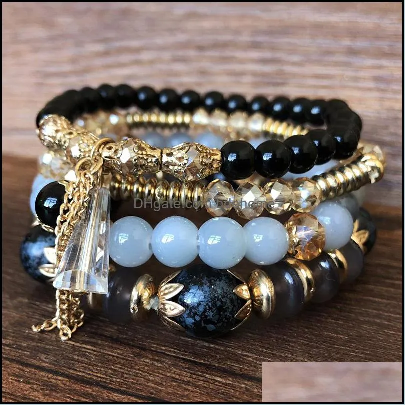 bohemian beaded bracelets for women multilayer jewelry charm crystal tassel pendant bracelet fashion accessories n25a f