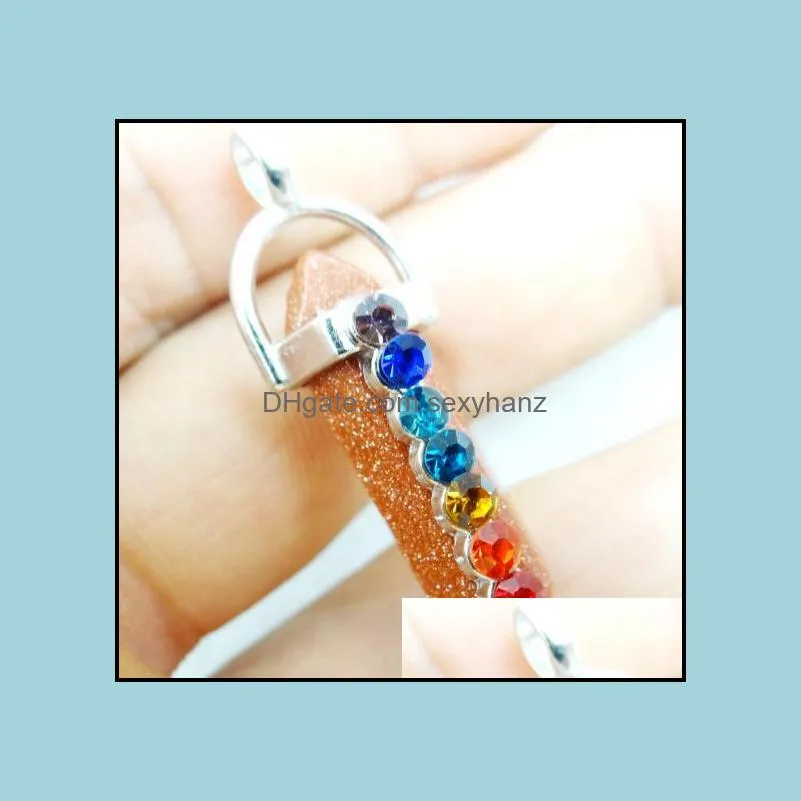 natural stone charms 7chakra pendants quartz rock crystal pendants clear chakras gem stone fit druzy necklace making assorted