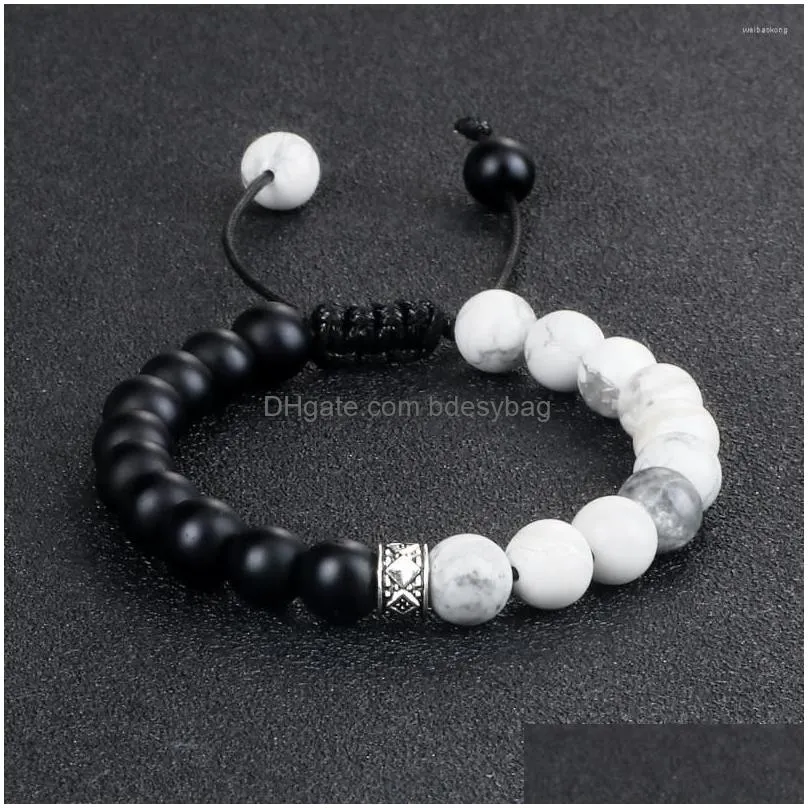 strand men bracelet adjustable naturl tiger eye stone howlite sandstone black lava bangles chark healing yoga jewelry
