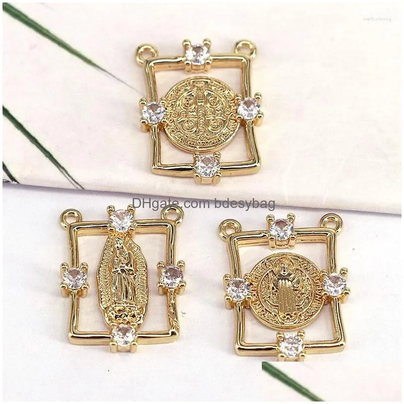 pendant necklaces 10pcs gold plated with cz micro virgin mary elegant women necklace for