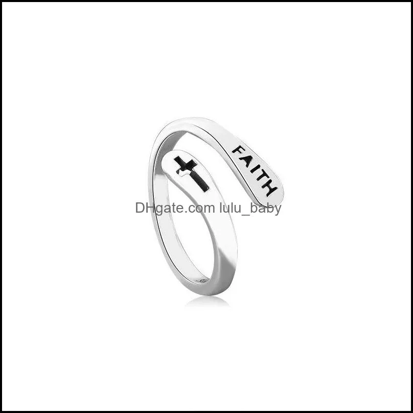 real 925 sterling silver rings for women vintage faith cross letters round engagement rings silver 925 jewelry anillos mujer 1466 q2