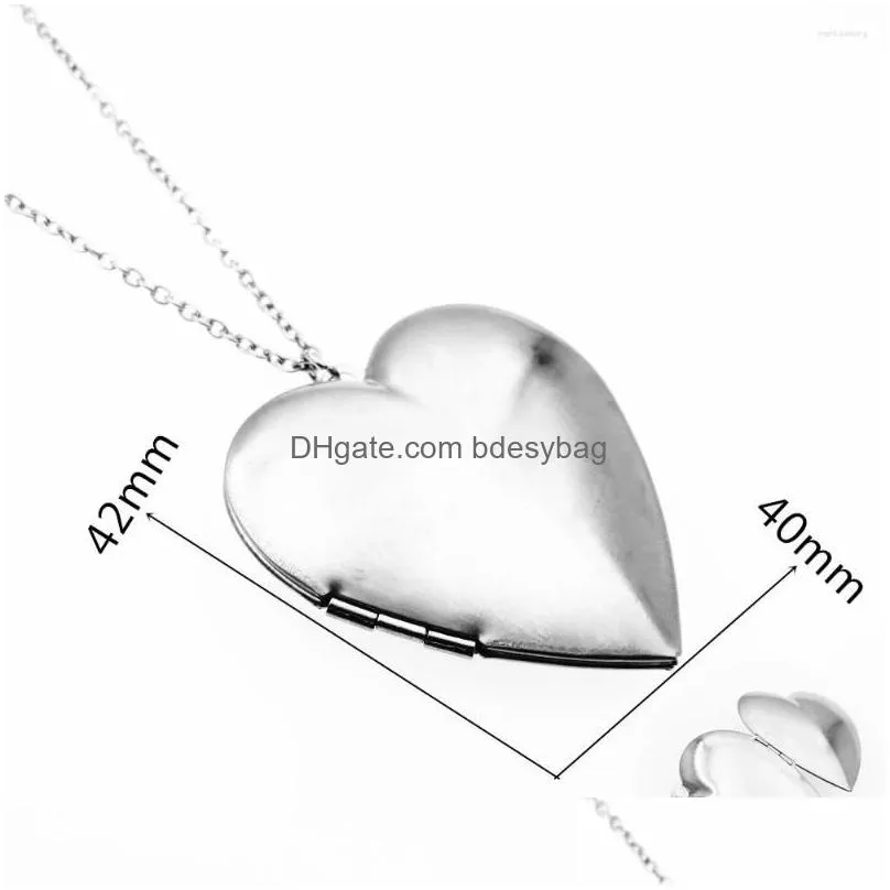 pendant necklaces both sides blank love heart frame perfume necklace women lovers stainless steel jewelry accessories