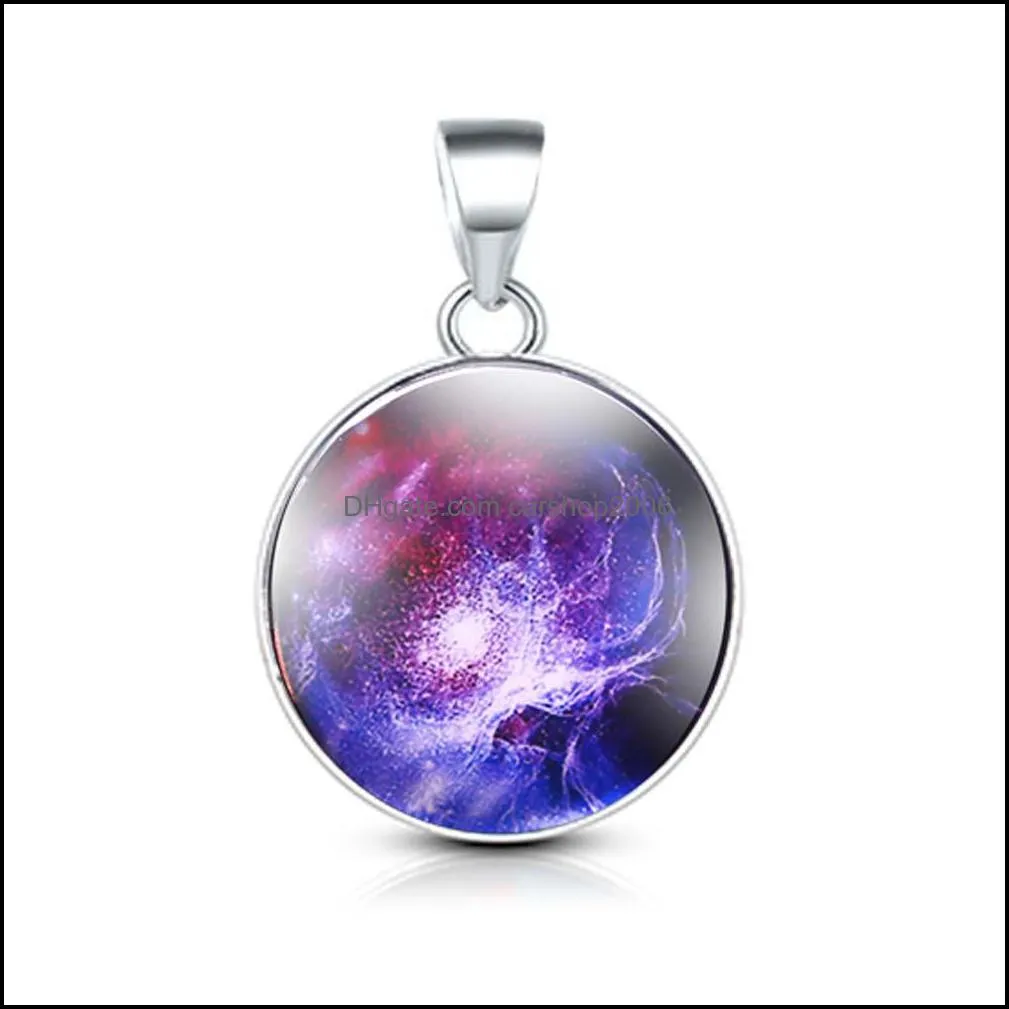 2019 fantastic galaxy starry glass pendant charm for women necklace 6 color unique universe silver plating jewelry charm