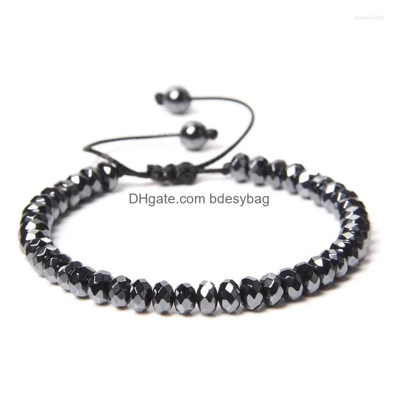 strand fashion weight loss round black stone magnetic therapy bracelet health care hematite stretch charming for men women