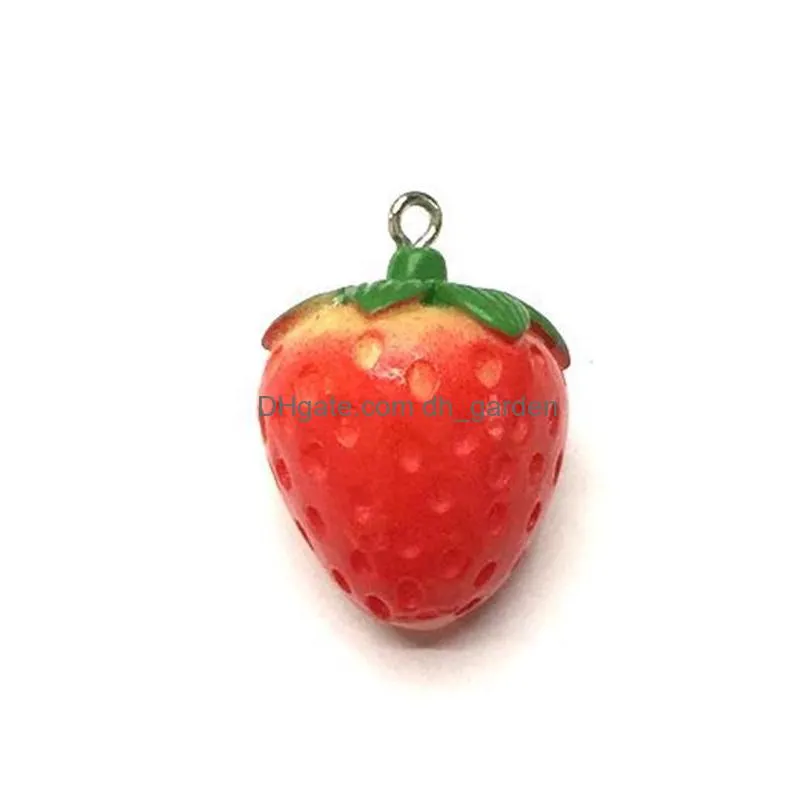 10pcs/pack big and small 3d strawberry fruit resin charms pendant earring diy fashion jewelry accessories