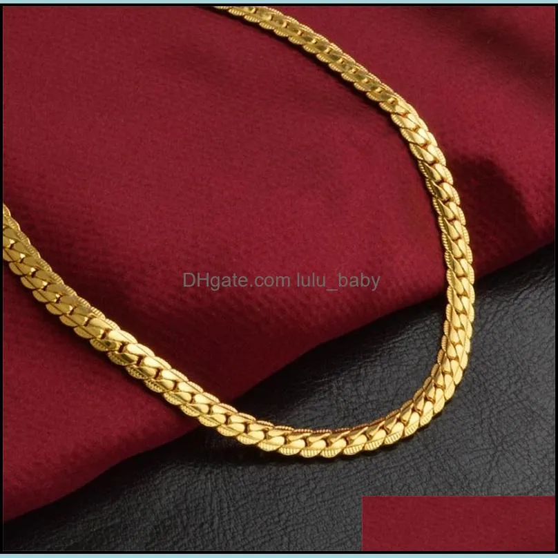 5mm fashion luxury mens womens jewelry 18k gold plated chain necklace hip hop  chains necklaces gifts wholesales accessories 710