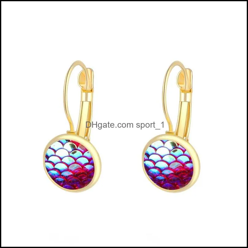 fashion druzy drusy earrings silver gold color fish scale imitate natural stone earrings for women jewelry