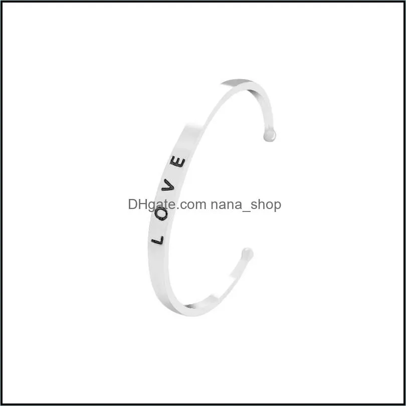 2019 fashion engraved love letter cuff bangle women creative open bracelet for men couple luxury jewelry gift