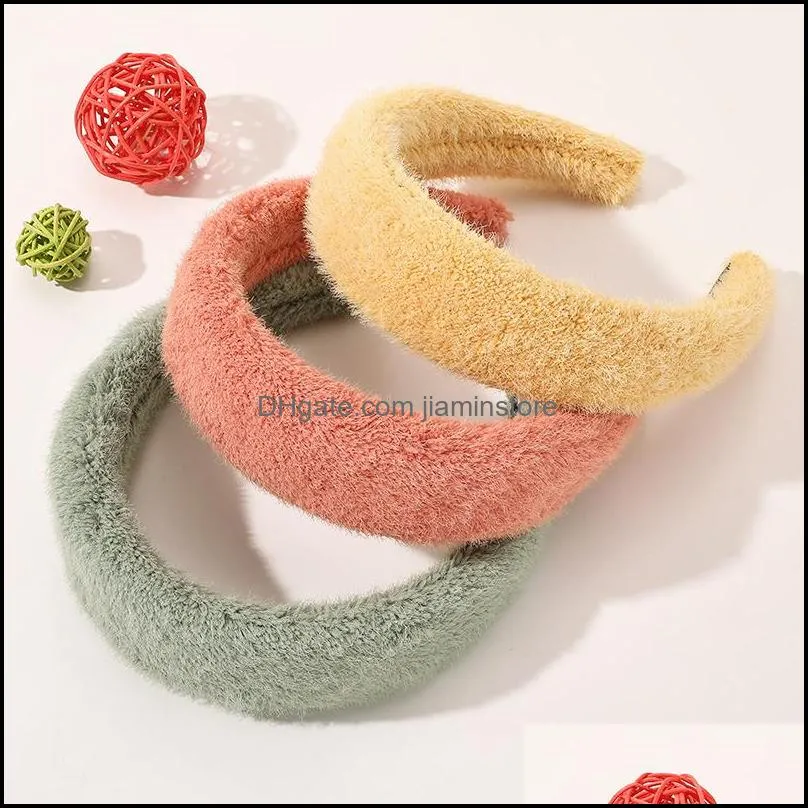 2021 new imitation mink hair hoop women hair accessories korean style plush hair band multicolor head bands warm headband