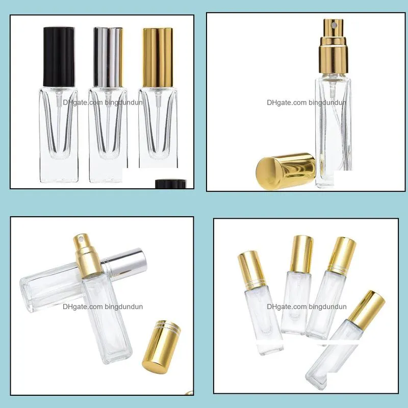 1000pcs/lot 4ml mini glass perfume bottles travel spray atomizer empty perfume bottle with black gold silver spray cap sn2462