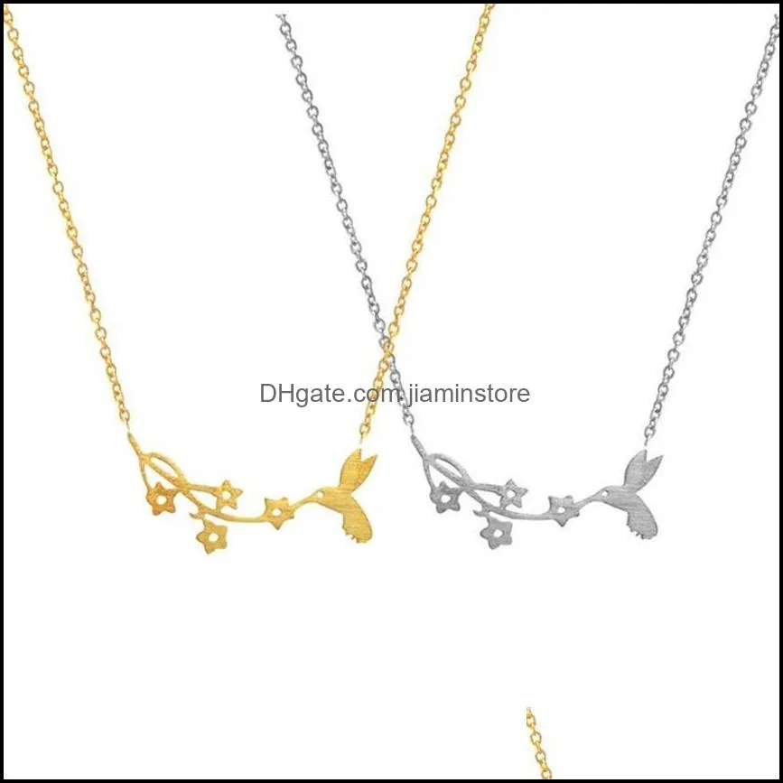 gold color hummingbird necklace for women jewelry stainless steel chain choker bird pendant bridesmaid collares necklaces240g1888