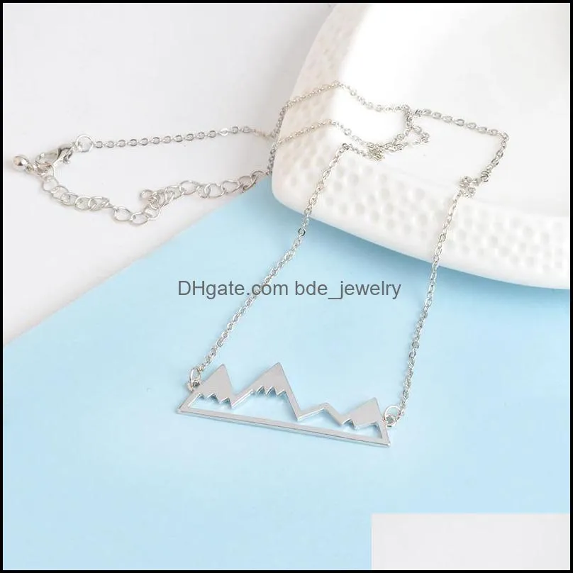  mountain peak shape pendant necklaces for women gold silver black snowcap snowy mountain top charm chains fashion jewelry