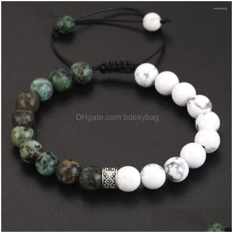 strand natural stone bracelet obsidian labradorite lapis lazuli turquoises jewelry gift for men women adjustable beaded 8 mm