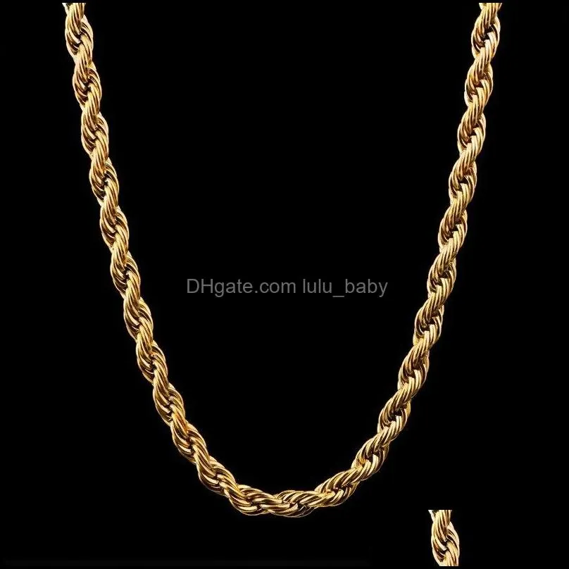 bulk 18k gold plated chains for women men 3mm twisted rope choker necklaces jewelry size 18 20 22 24 30 inches 289 g2