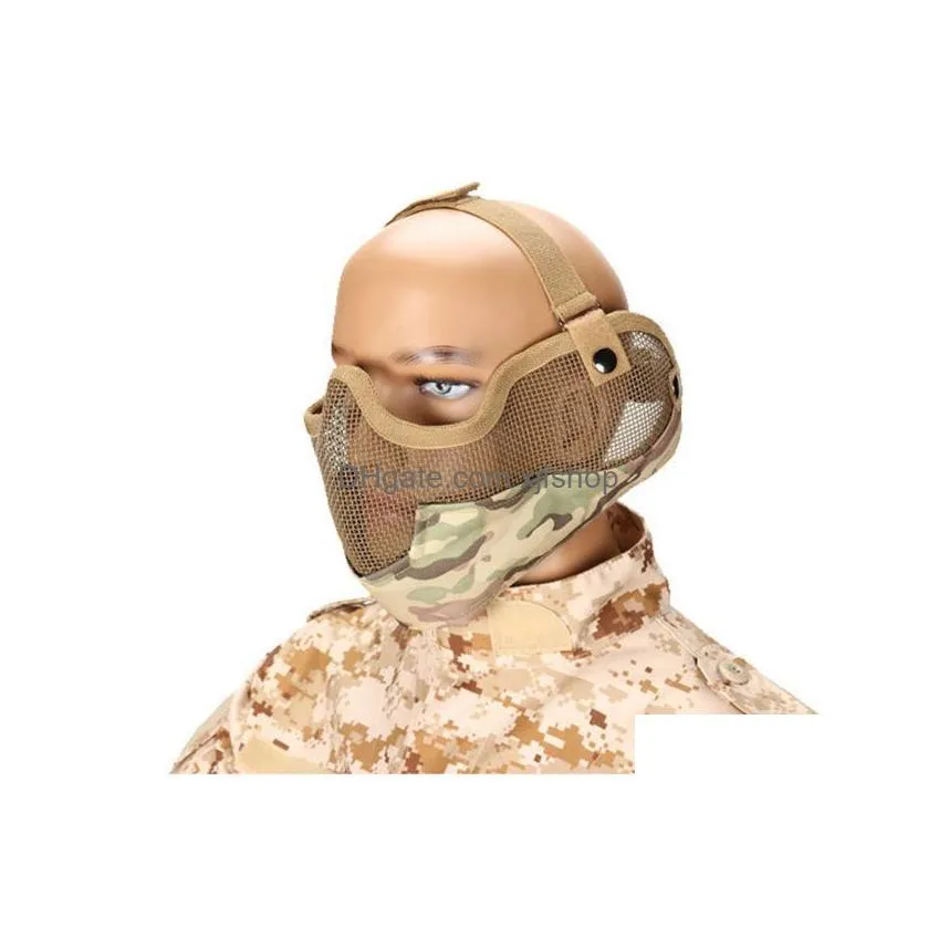 v2 mask high strength encrypted steel wire mask second generation camouflage real cs tactical protective half face mask